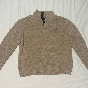 Tan Quarter Button up Tan Sweater